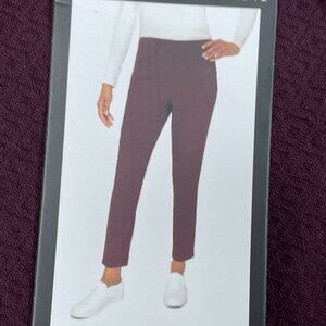 Mario Serrani Women’s Textured Slim Fit Pants Burgundy Size M d0472
